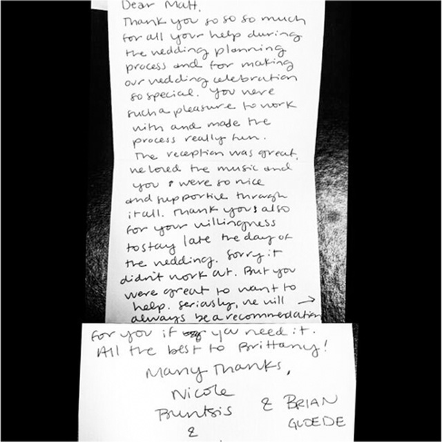 Coxx Events client's thank-you notes