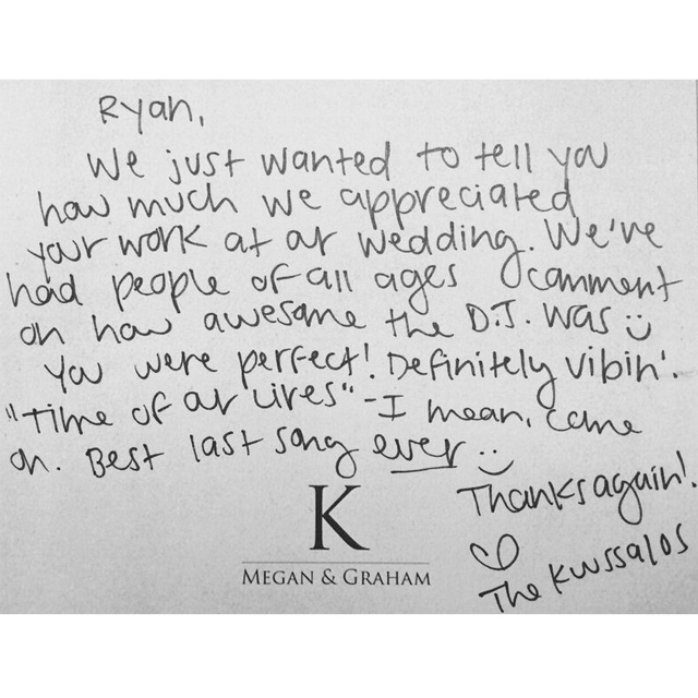 Coxx Events client's thank-you notes